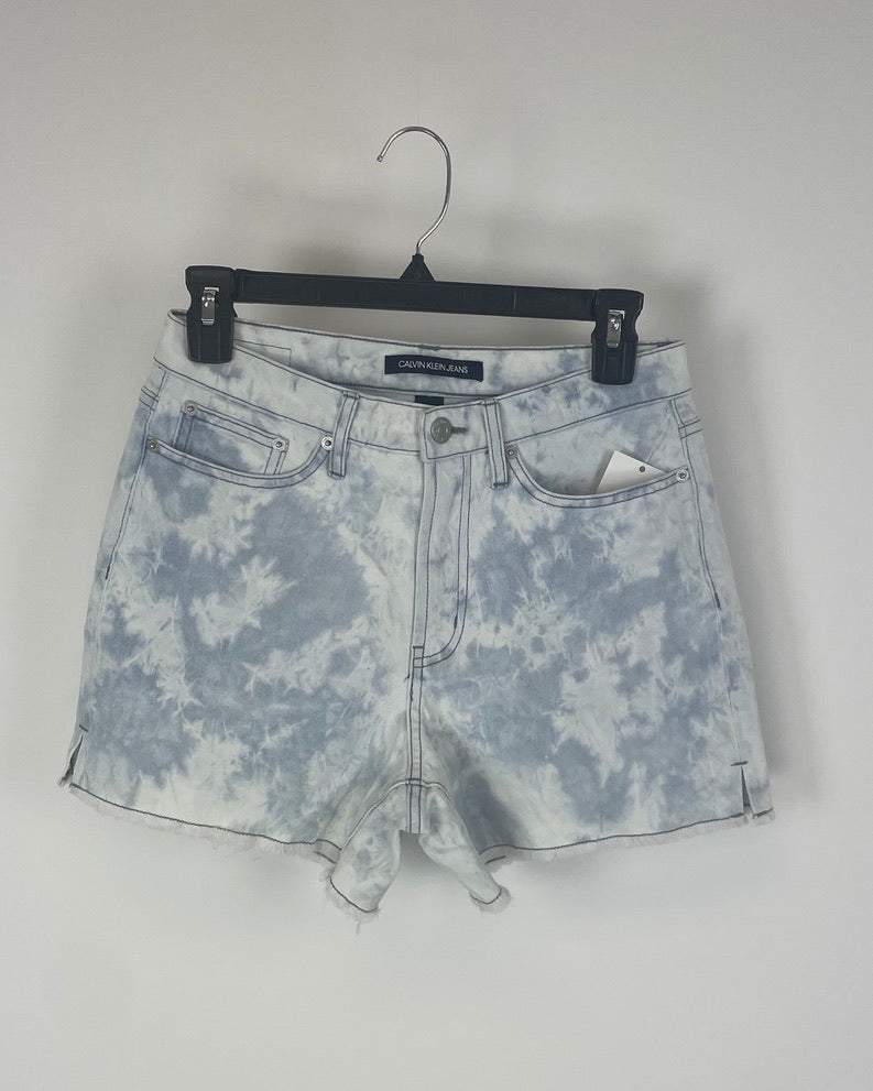 High Rise Tie Dye Side Split Jean Shorts - Size 28