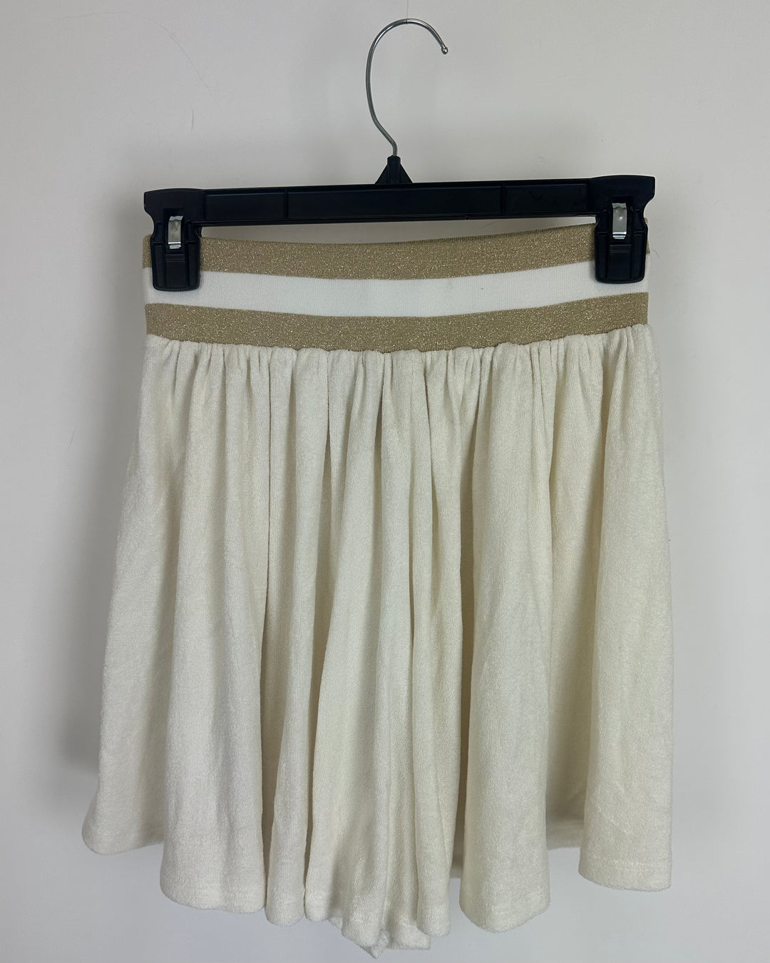 Off White and Gold Flowy Shorts - XS, S, M, L, XL