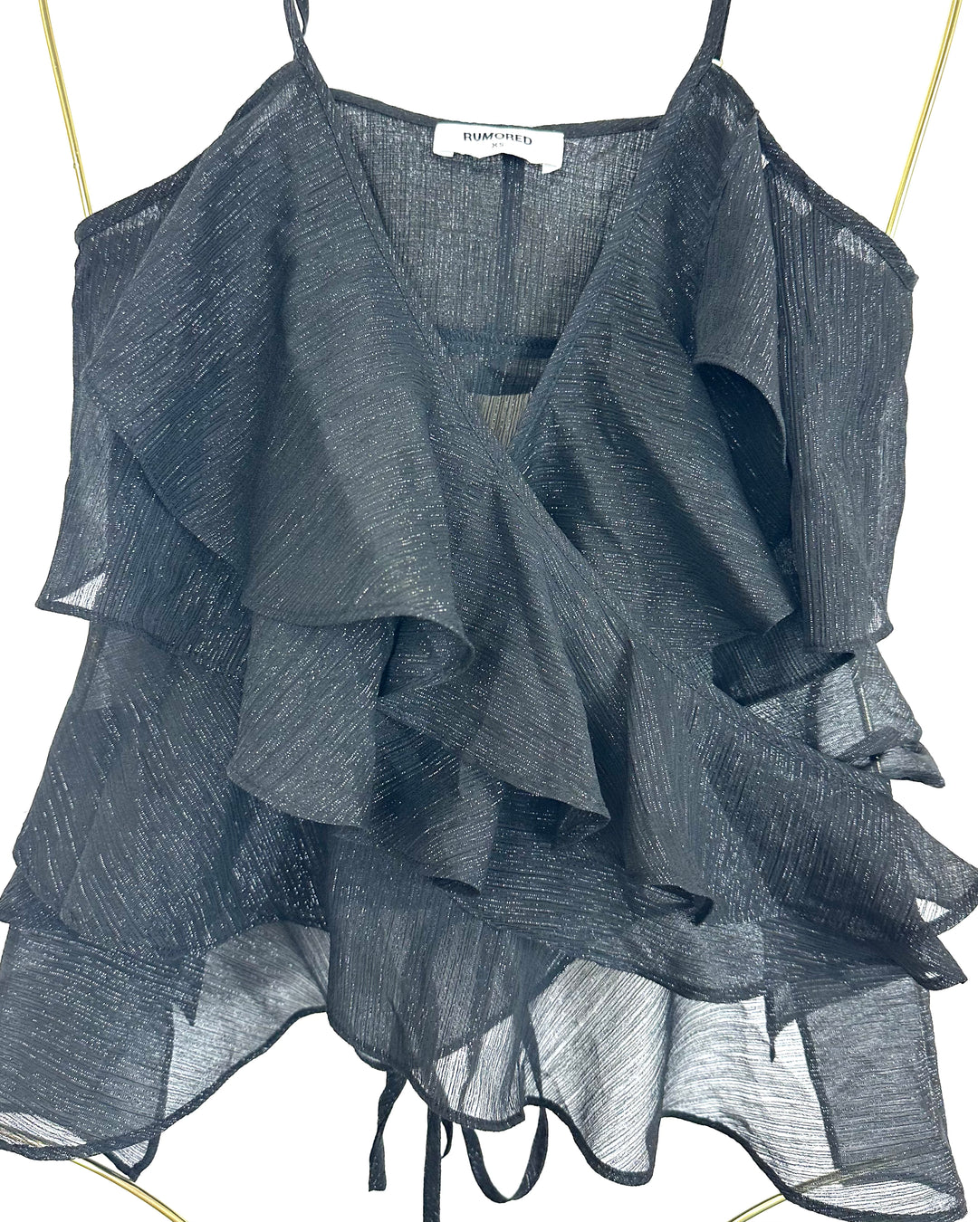 Black Sheer Wrap Top - Size 0/2 & 2/4