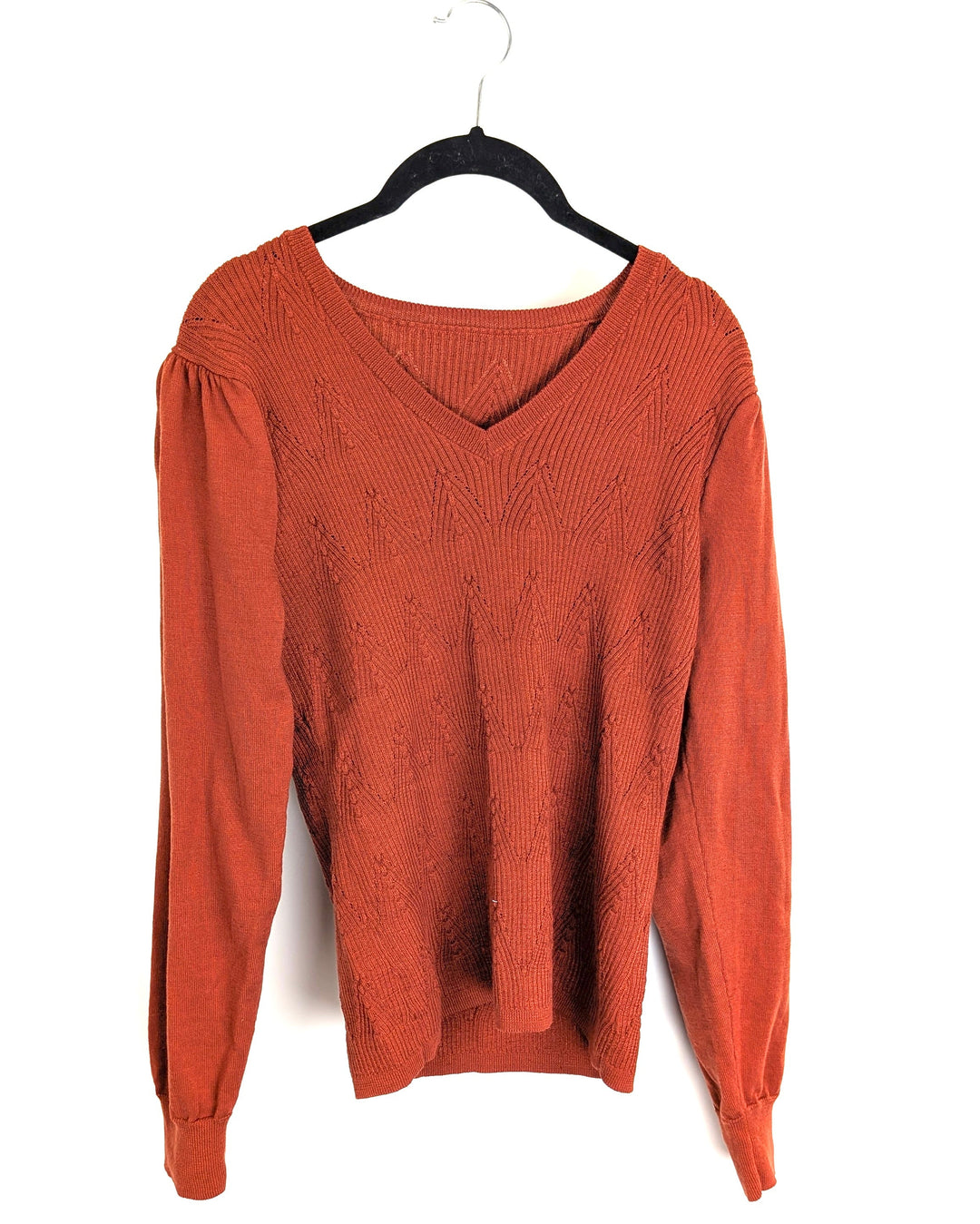 Orange V-Neck Sweater - Small