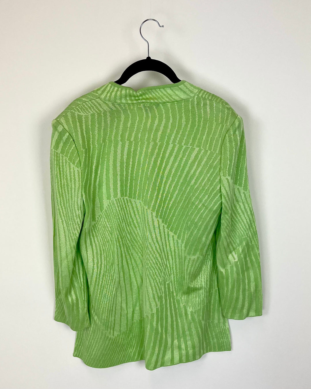 Green Abstract Printed Crop Sleeve Cardigan - Size 2/4
