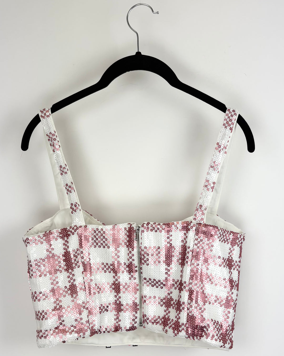 Dress the Population Pink Sequin Plaid Top - Small