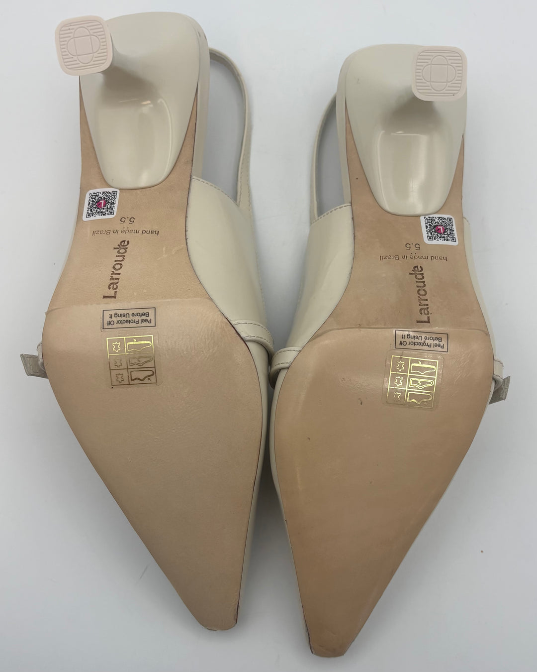 Cream Beige Pointed Kitten Heels - Size 5.5