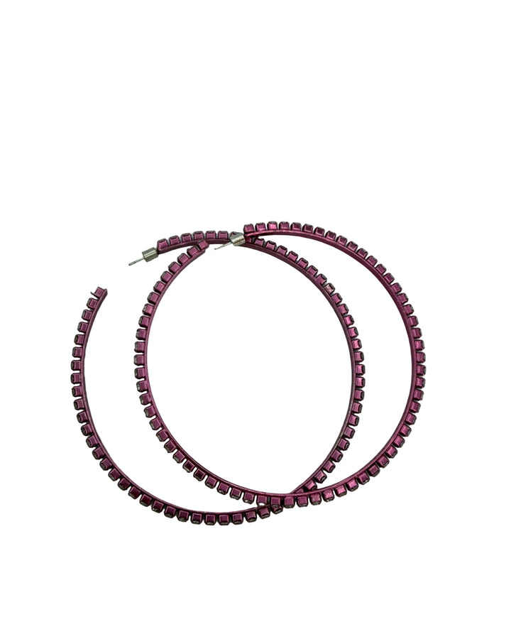 Oversized Metallic Pink Gem Hoop Earrings