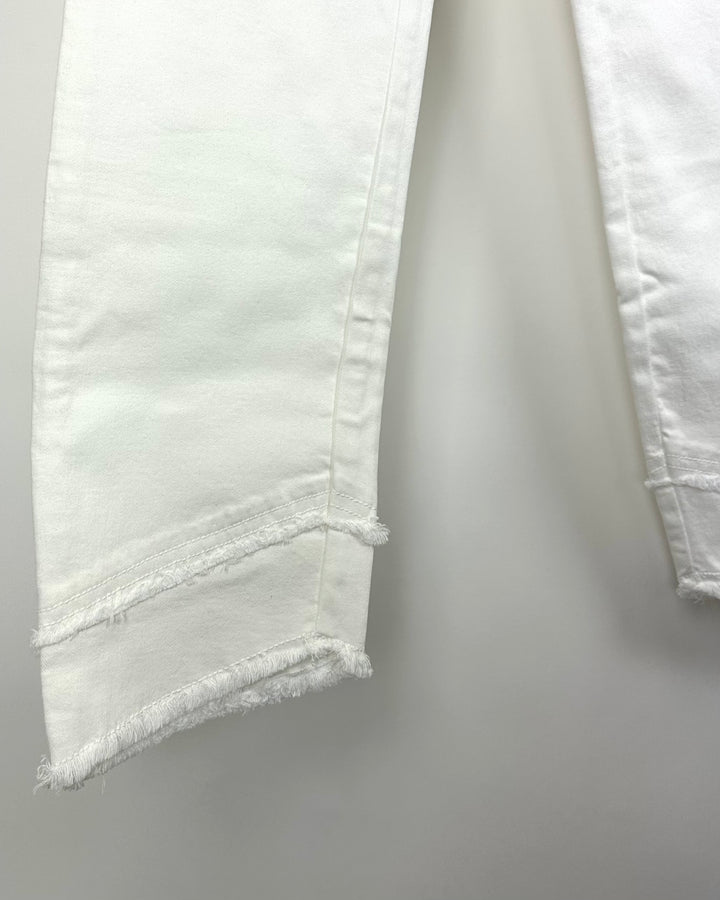 Cloud White Stretch Frayed Pants - Size 6