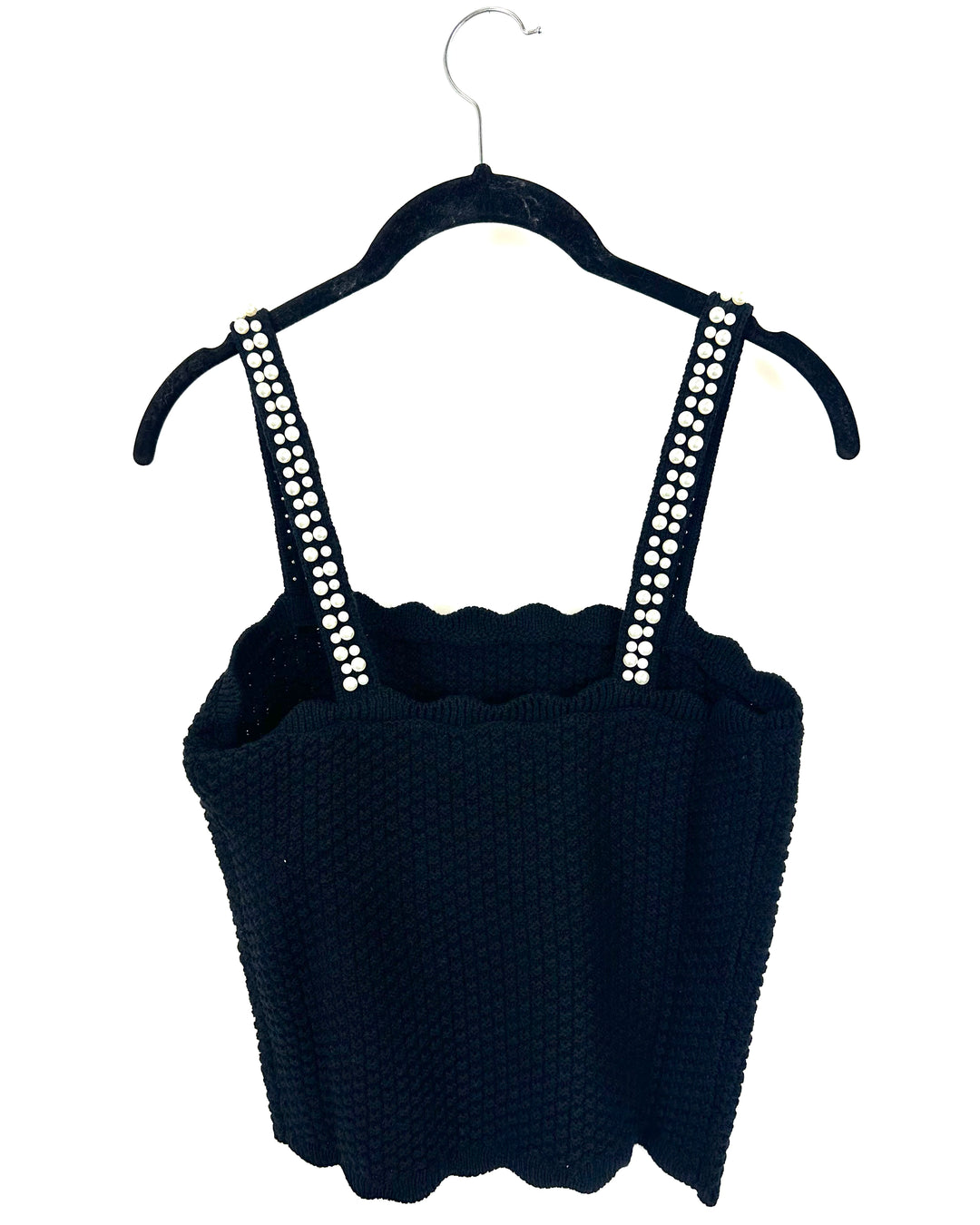 Black Knit Faux Pearl Top - Size 4/6 and 6/8