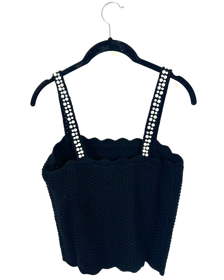 Black Knit Faux Pearl Top - Size 4/6 and 6/8