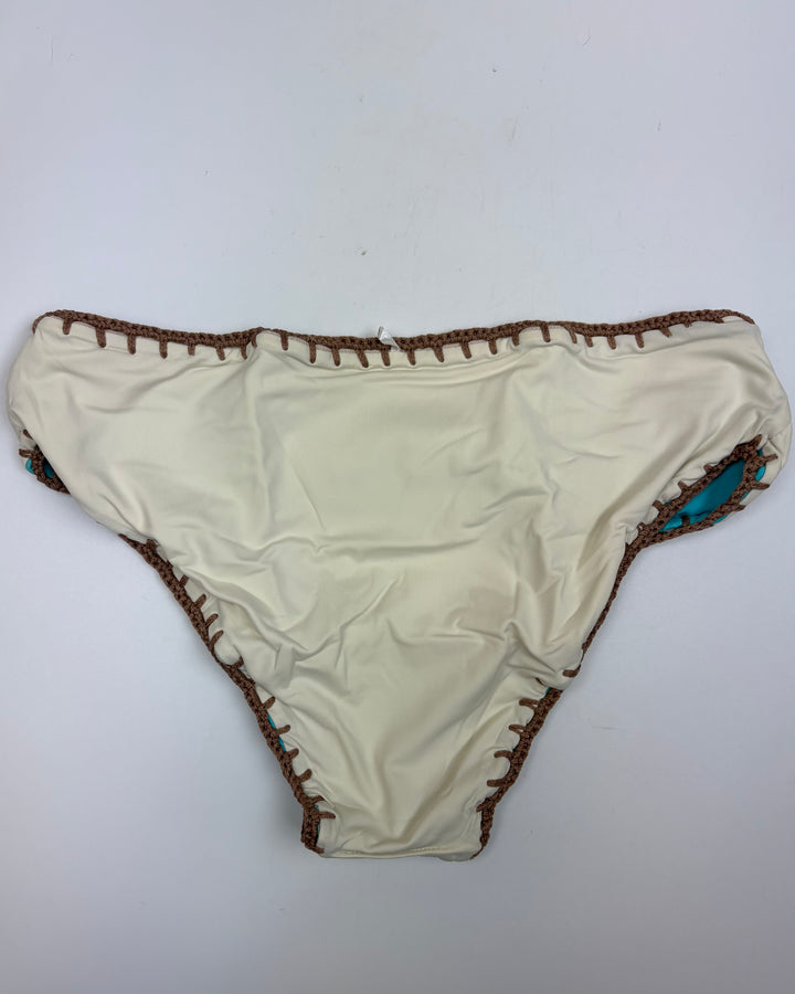 Sky Blue and Ivory Reversible Crochet Classic Bikini Bottom - XS, S, M, XL