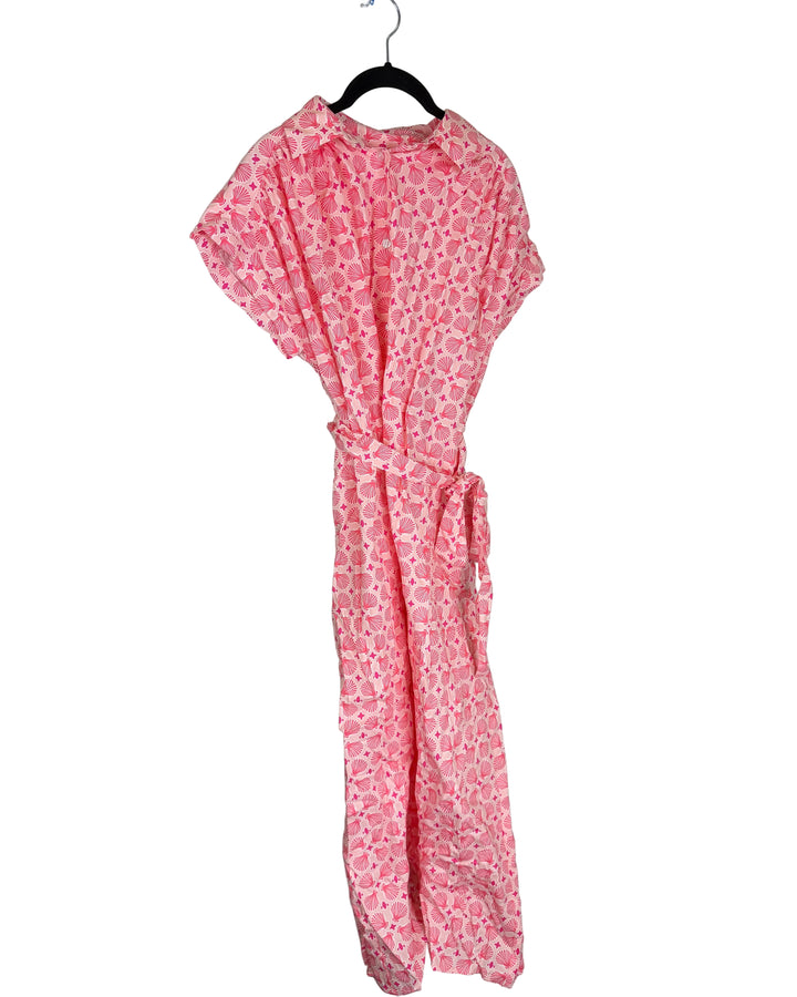Seashell Pattern Pink Button Up Dress- Size 4/6
