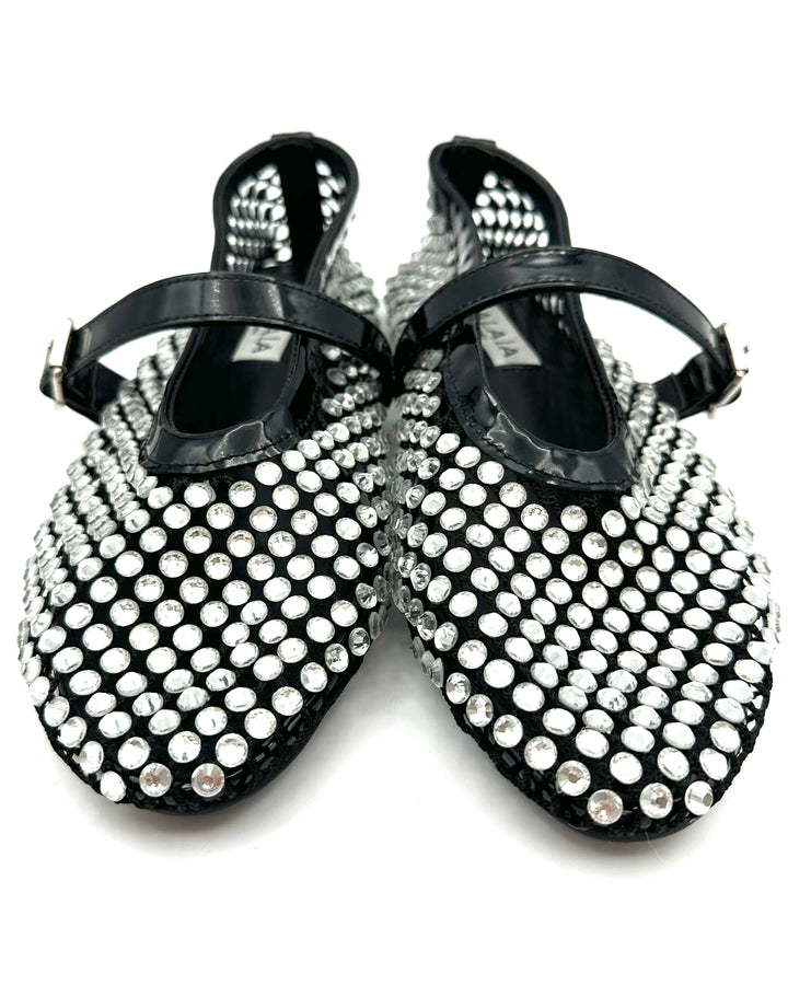 Alaia Rhinestone Fishnet Flats - Size 7