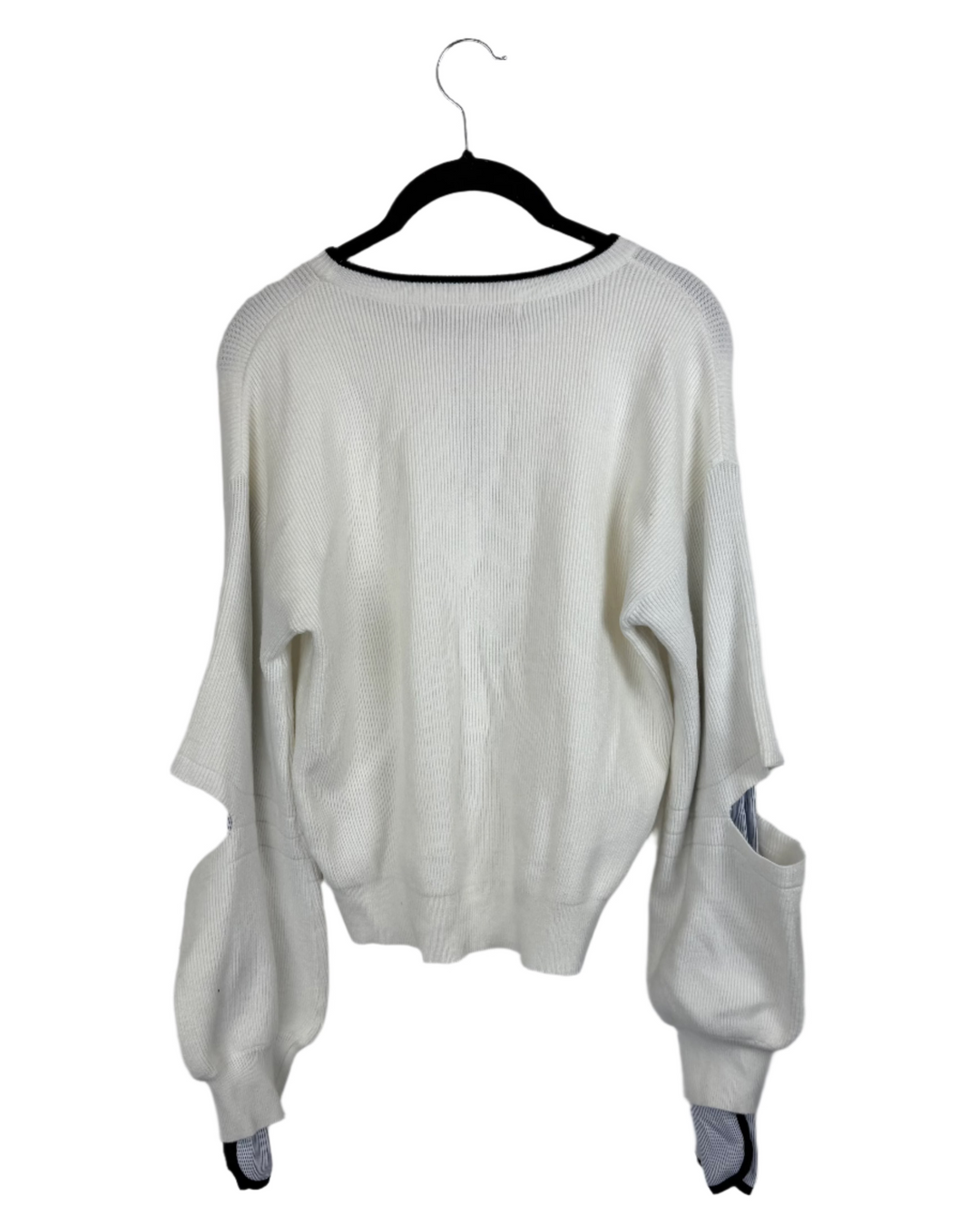 White Cutout Sleeve Sweater- Medium