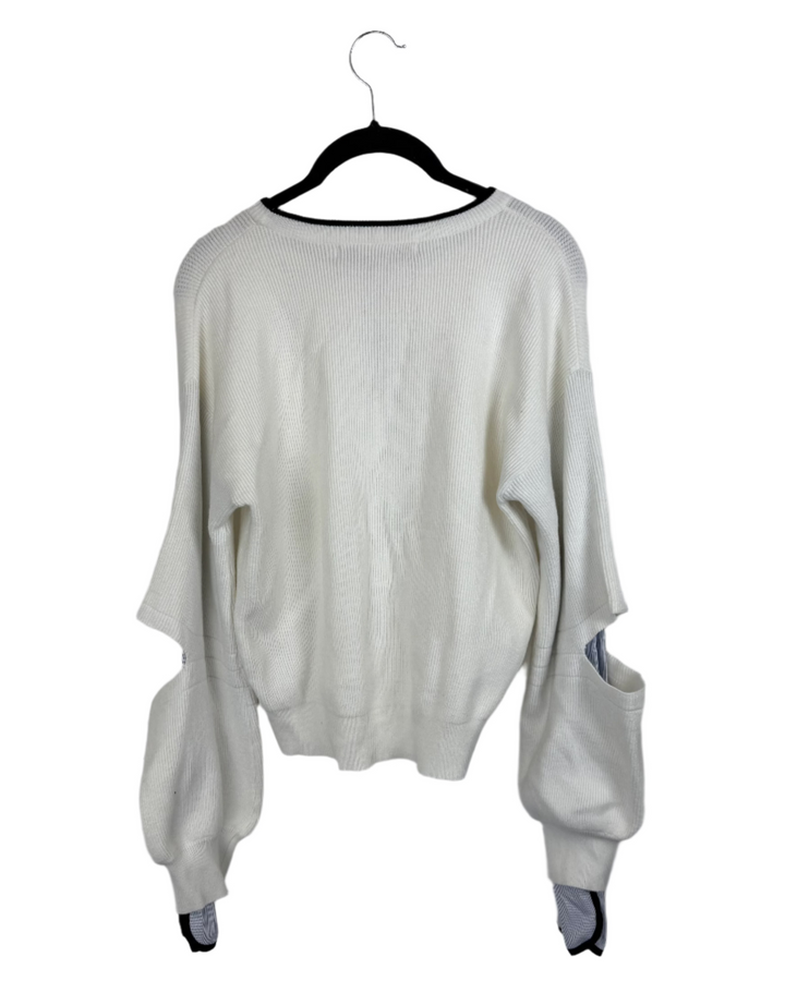 White Cutout Sleeve Sweater- Medium