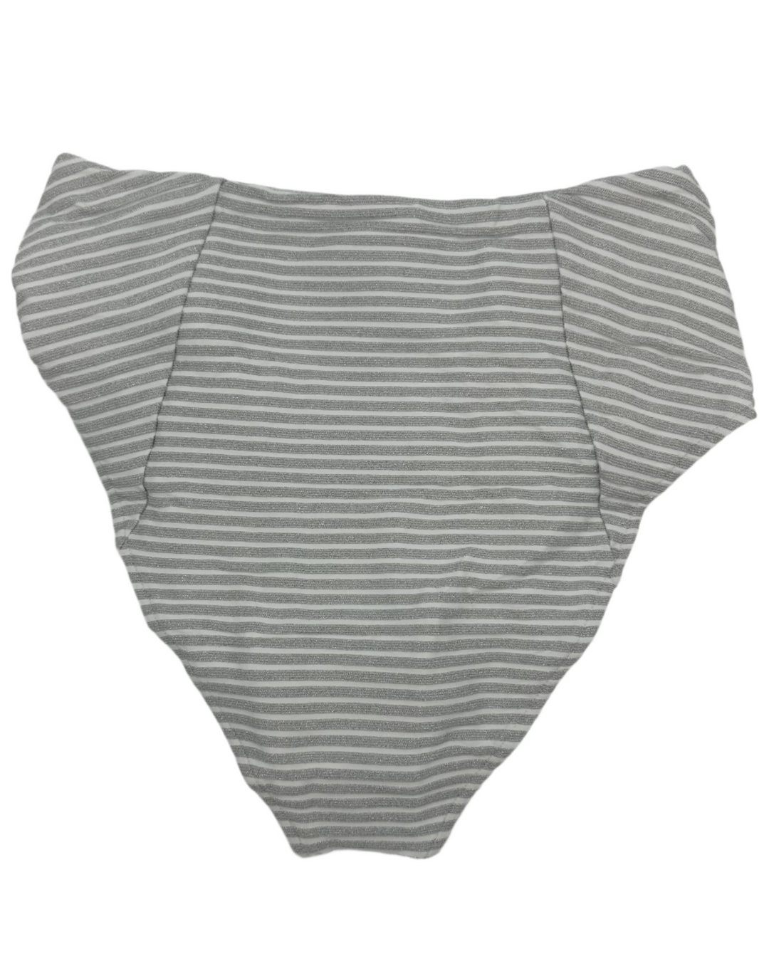 Metallic Silver High Waist Fuller Coverage Bikini Bottom - XS, S, M, XXL