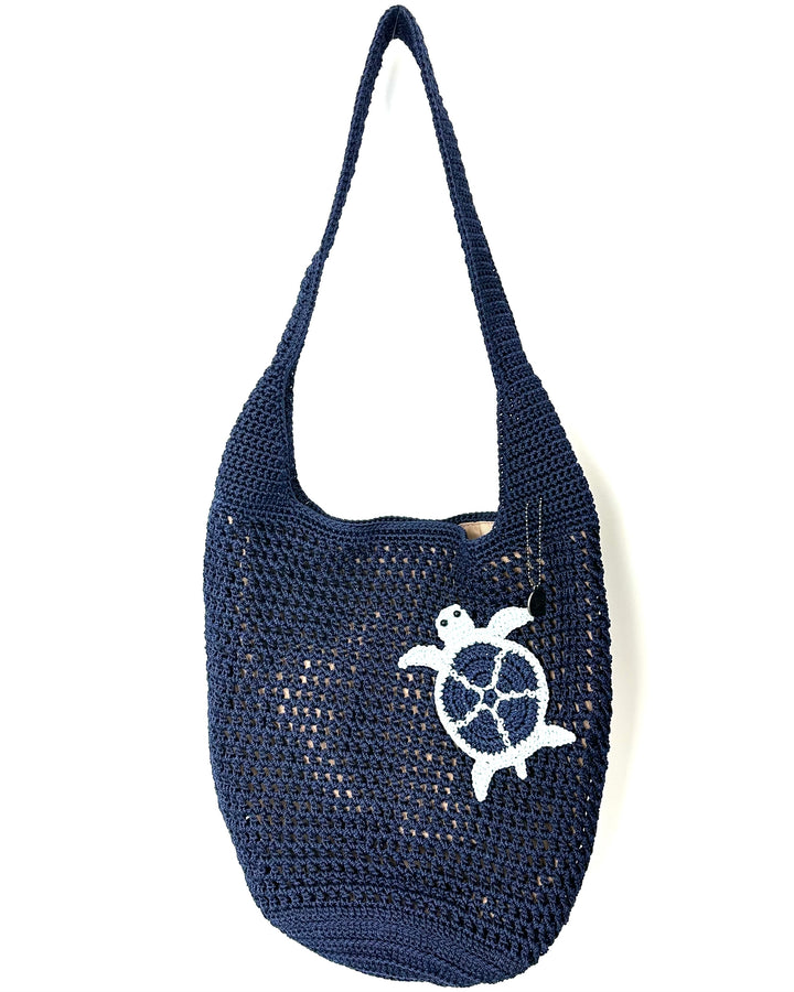 Navy Blue Turtle Crochet Shoulder Bag