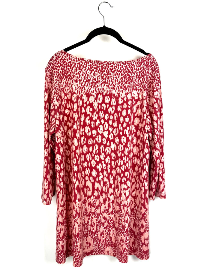 Pink Animal Print Long Sleeve Top- Size 8/10