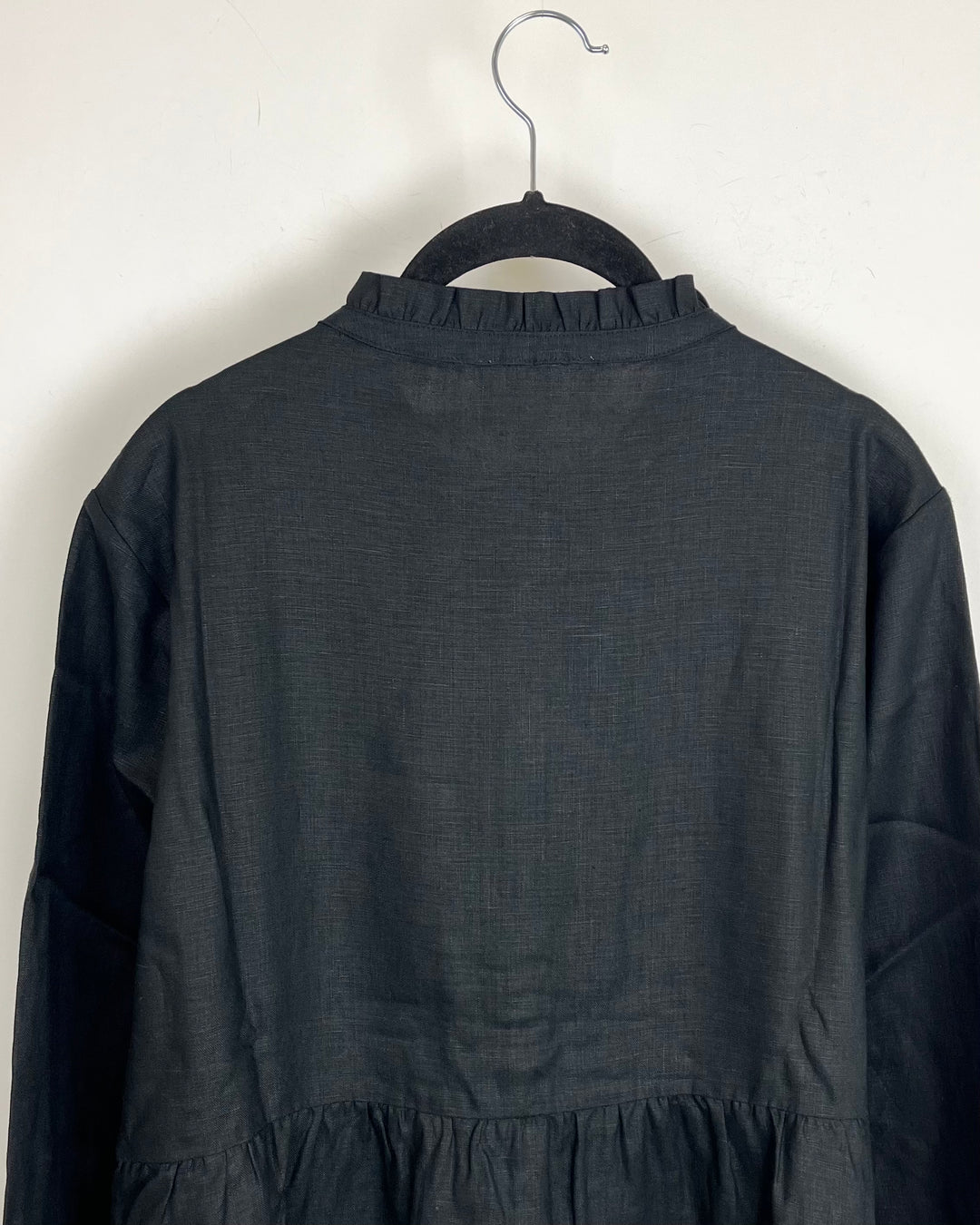 Jet Black Long Linen Dress - XS, S, M, L, XL