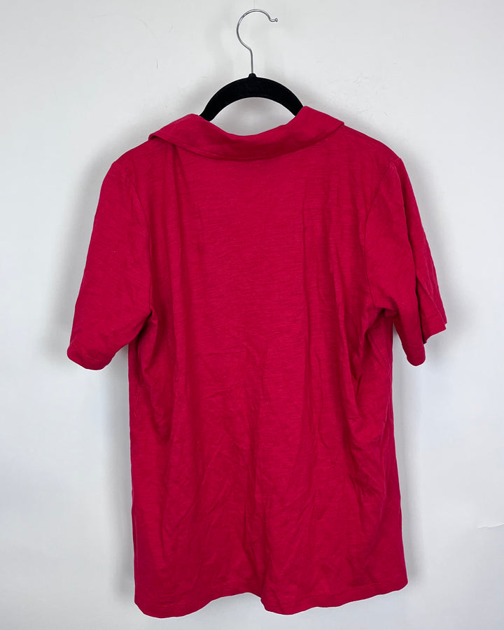 Red Collared Short Sleeve Shirt - Size 6/8