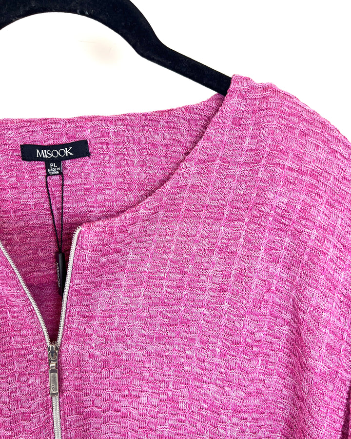 Magenta Pink Zipper Sweater - Size 14/16 Petite