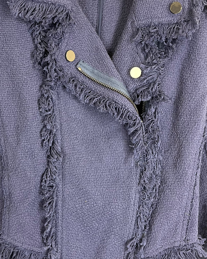 Navy Blue Tweed Jacket - Size 0/2