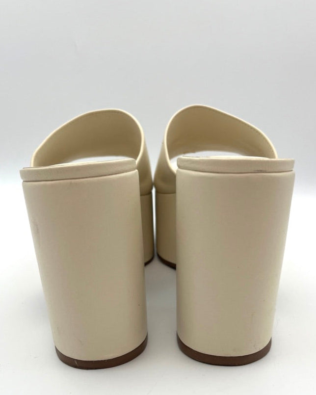 Cream Leather Platform Sandal - Size 6.5, 7, 9.5, and 10