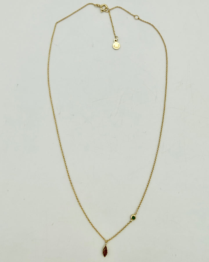 Dainty Green Stone & Gold Pendant Necklace