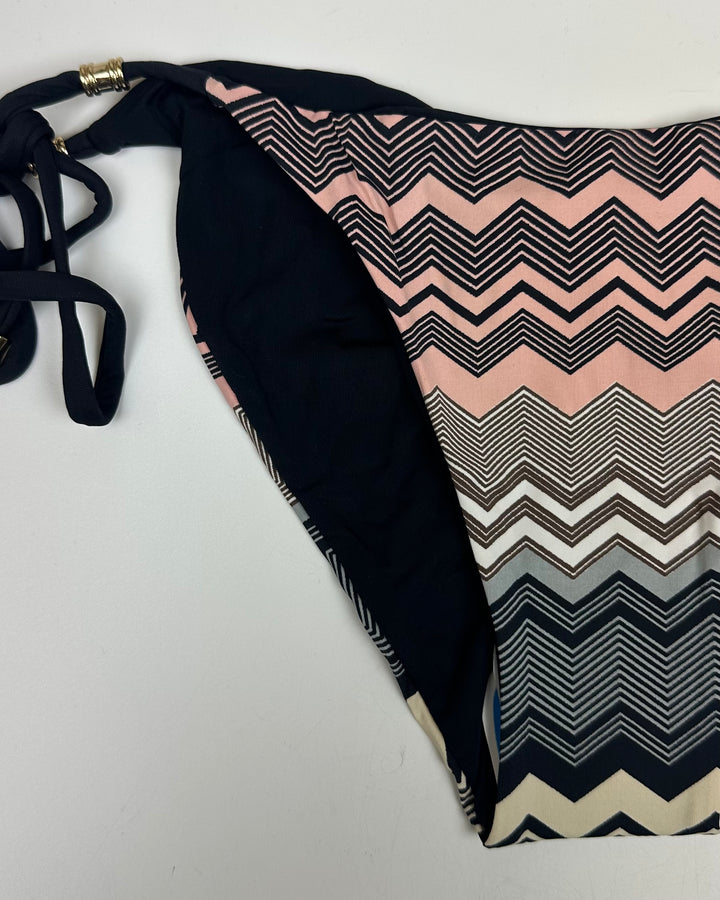 Reversible Black Chevron Tie Bikini Bottom - XS, S, XL