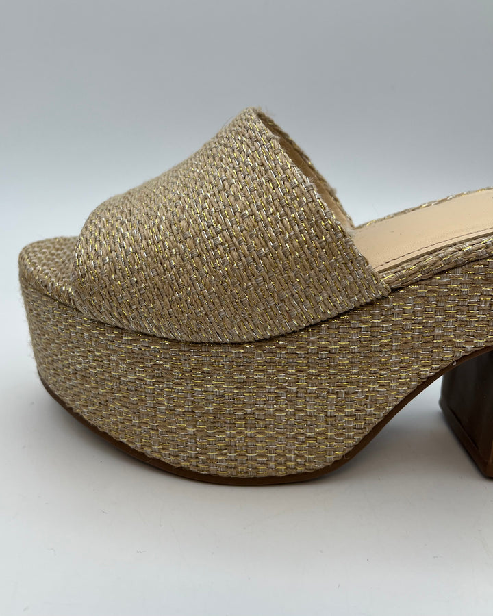 Gold Raffia Platform Sandals - Size 6.5