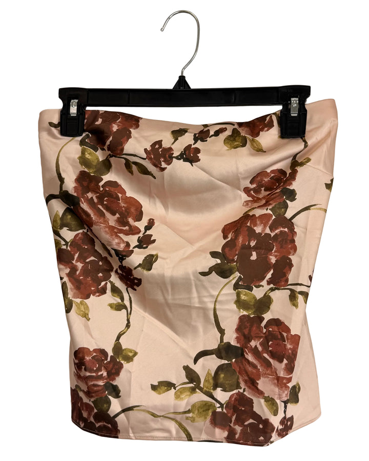 Floral Beige Strapless Top - Size 2/4