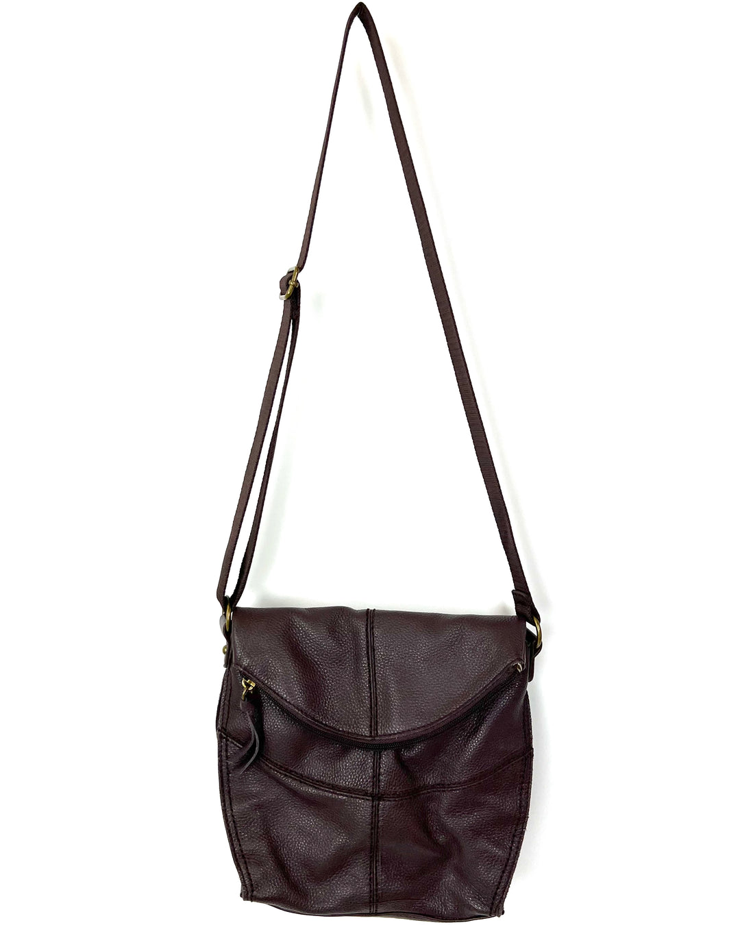 Brown Leather Foldover Crossbody Bag