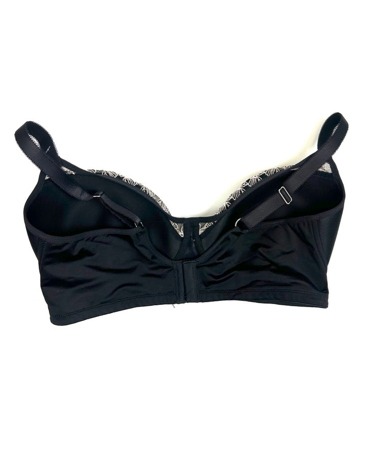 Black Floral Trim Bra - Size 40D