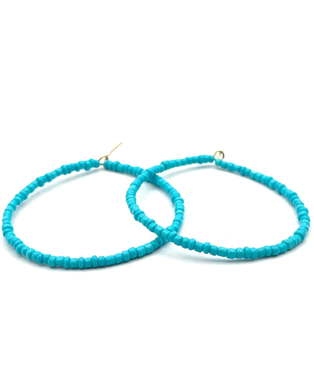 Teal Beaded Hoop Earring
