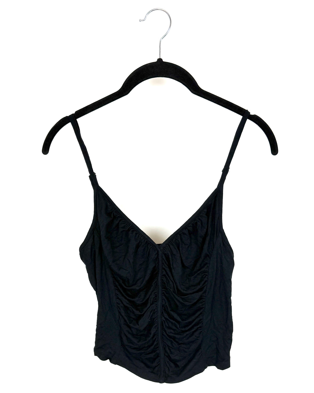 Black Ruched V-Neck Cami - Size 6/8