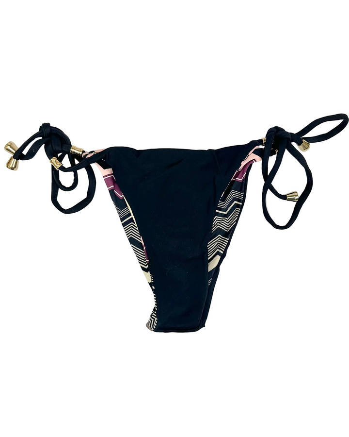 Ultra Cheeky Reversible Black Chevron Tie Bikini Bottom - Small