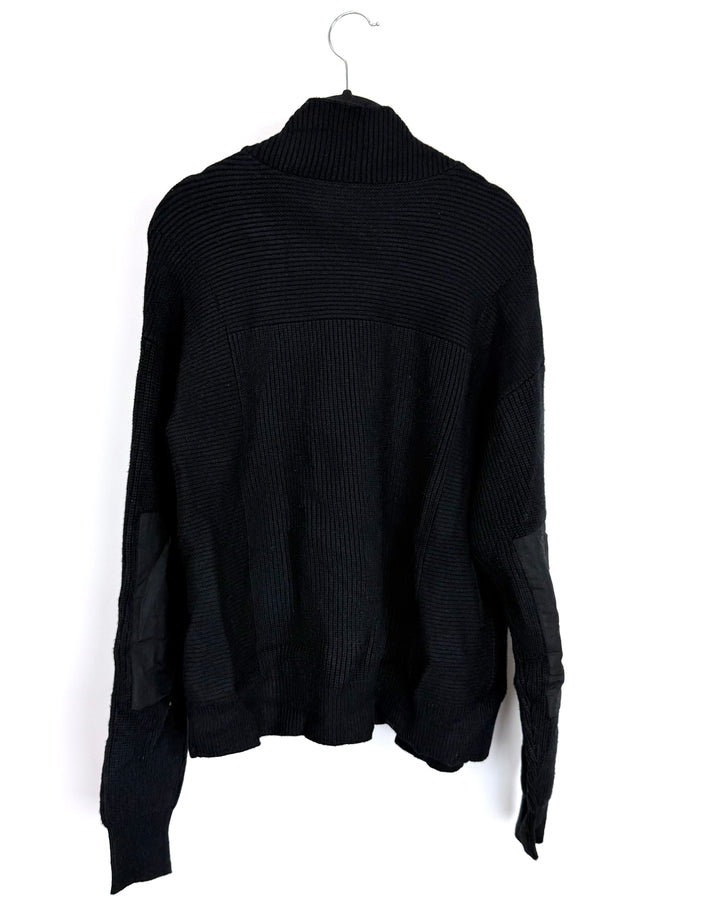 Black Mixed-Media Knit Cardigan - Size 6/8