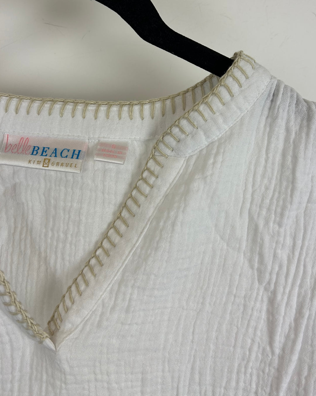 White Long Sleeve Top With Detailed Neckline - Size 6/8