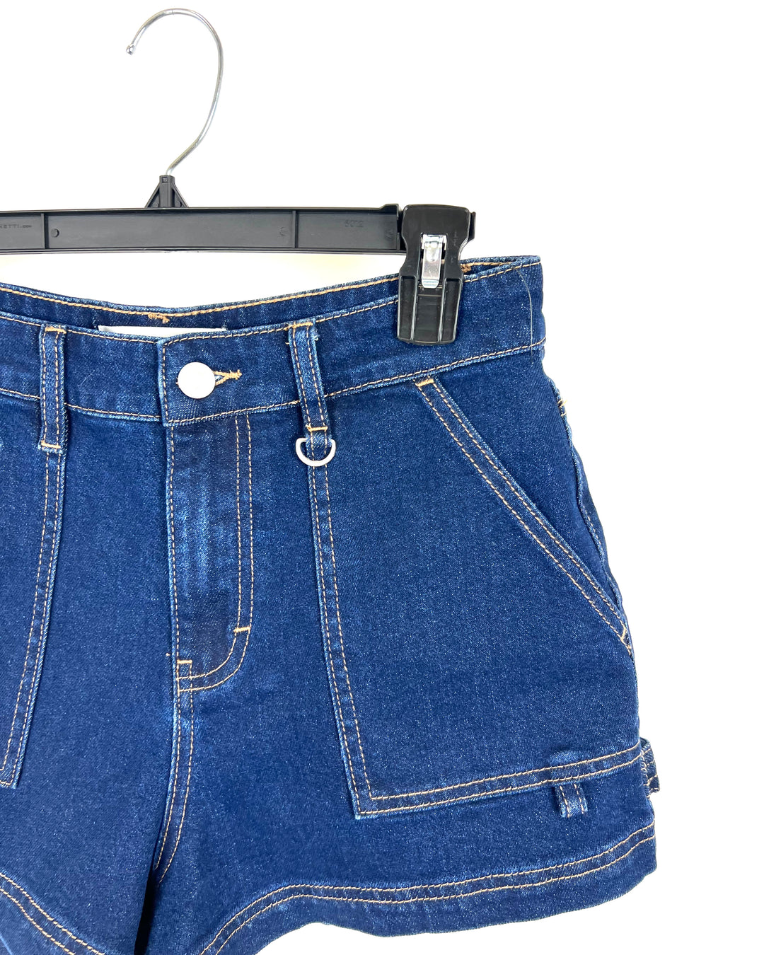 Dark Blue Denim High Waisted Shorts - Size 2/4