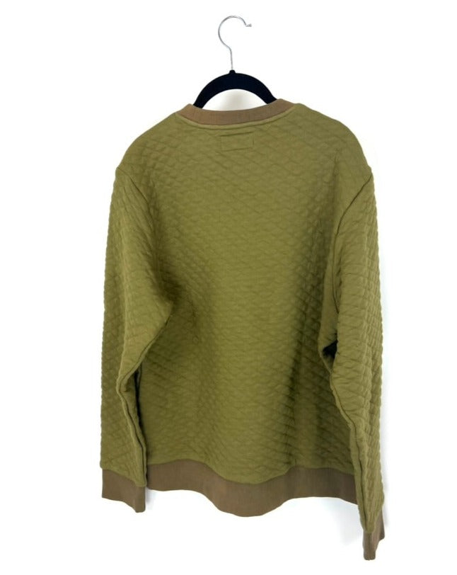 MENS Hazel Green Quilted Crewneck - Medium