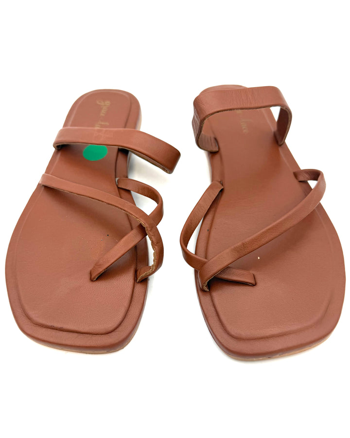 Brown Strappy Faux Leather Sandals - Size 6.5