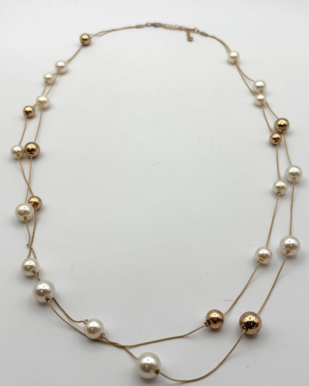 Gold & Pearl Beaded Layered Necklace