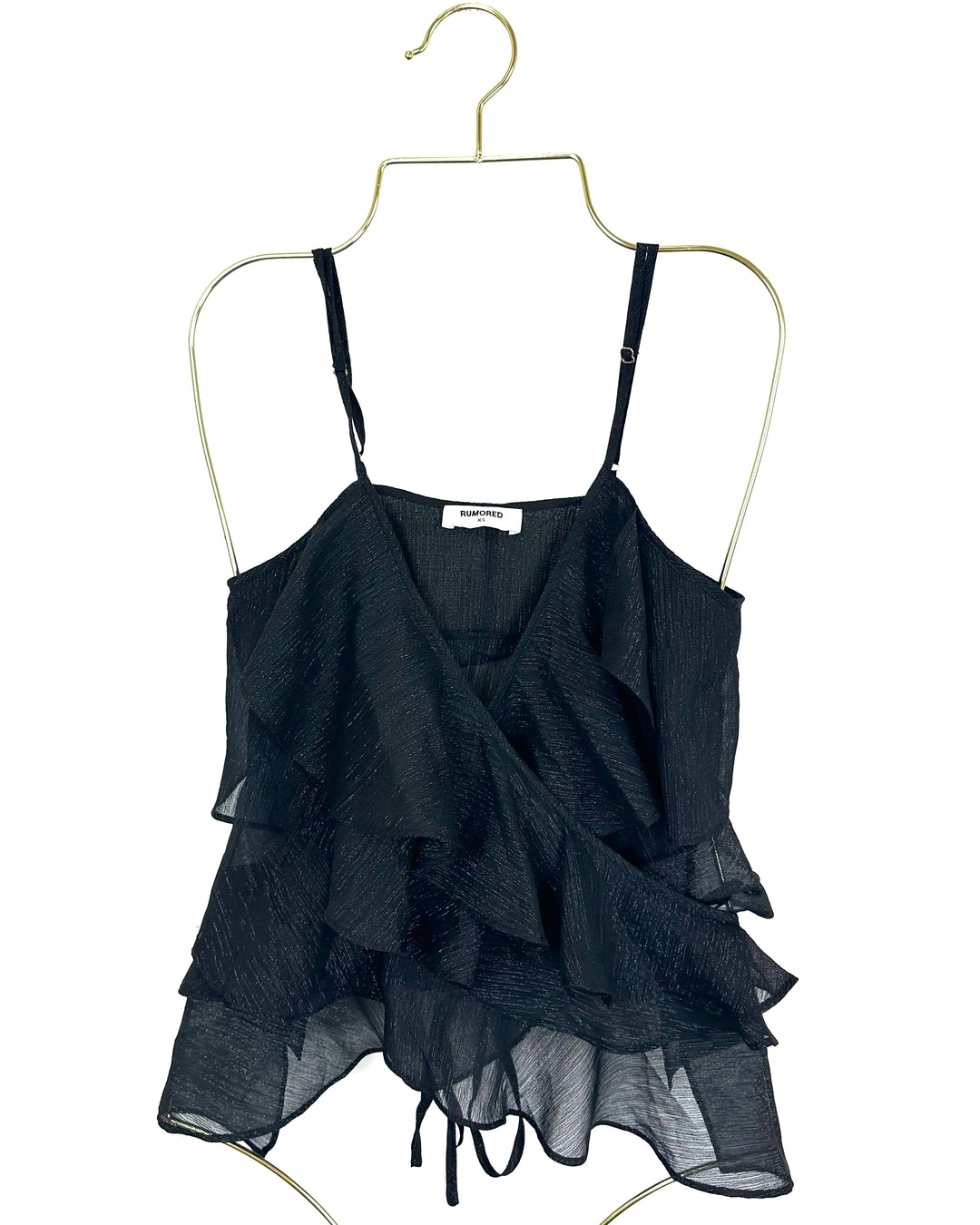 Black Sheer Wrap Top - Size 0/2 & 2/4