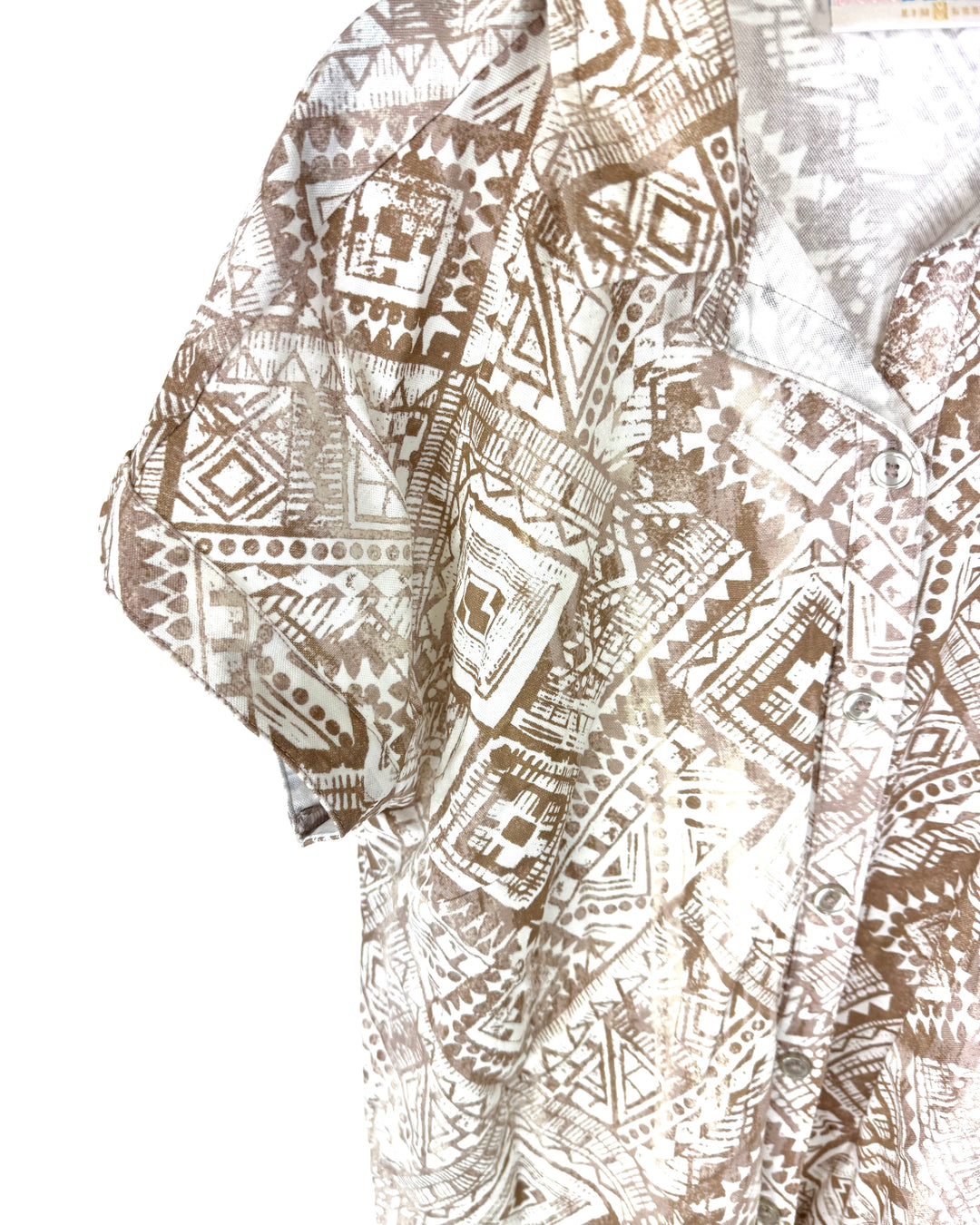 Tan Abstract Print Top - Size 6/8