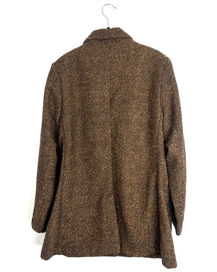 Old Navy Brown Tweed Coat - Large