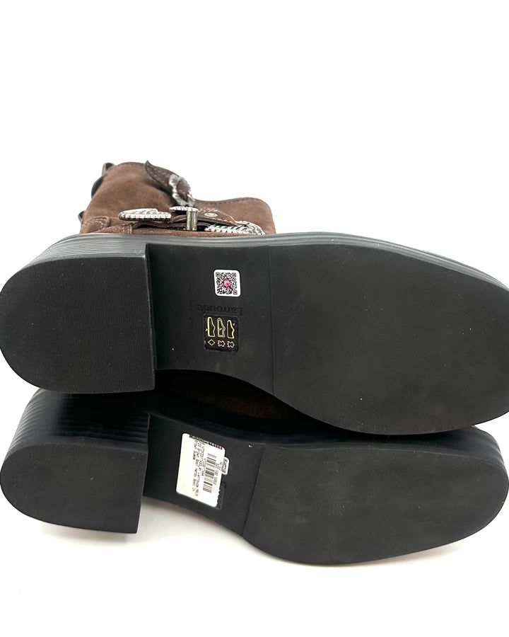 Brown Suede Buckle Boots -  Size 8, 9 and 11