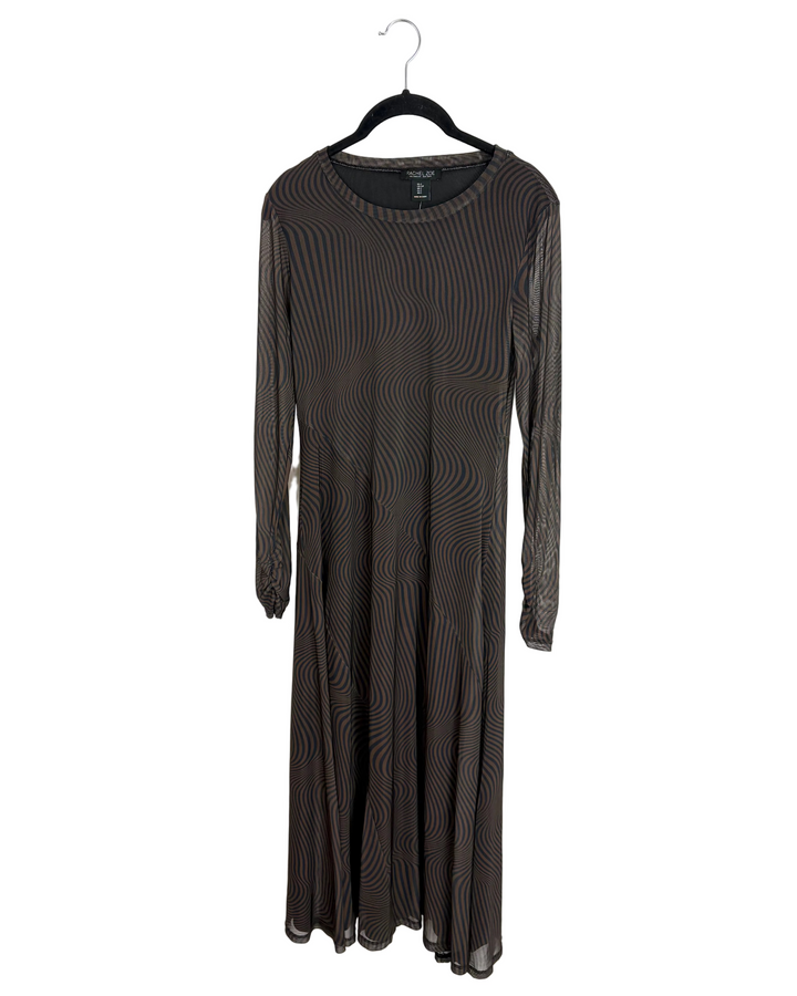 Brown Long Sleeve Striped Dress - Size 2/4 and 4/6