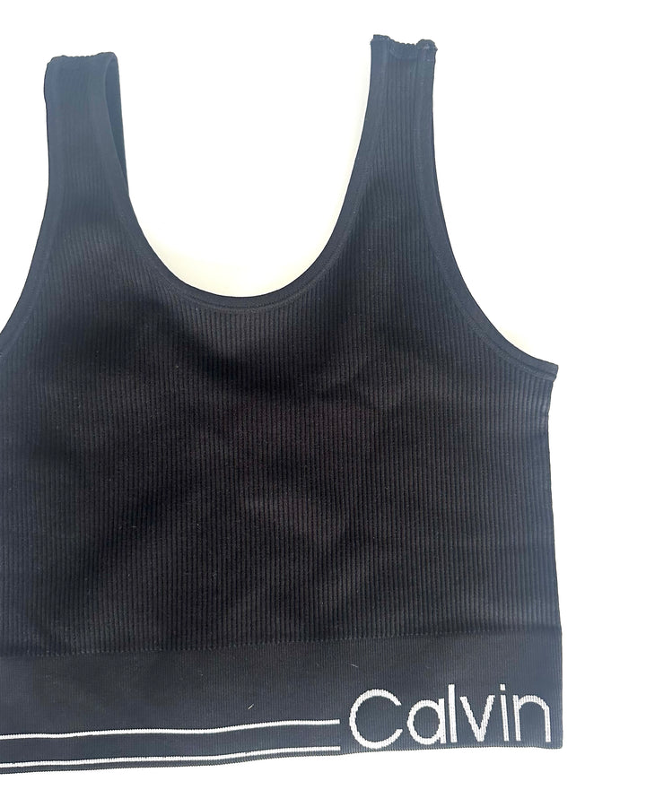 Black Ribbed Athletic Bralette - Small