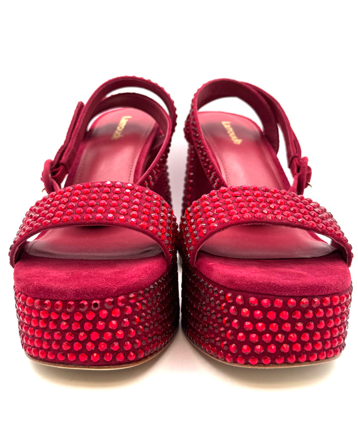Red Rhinestone Platform Heels - Size 7.5