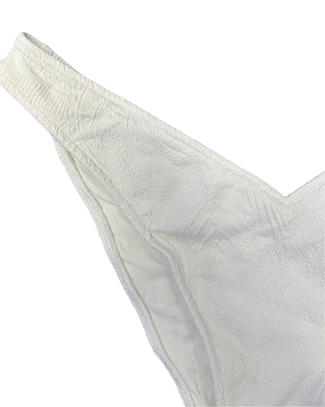 White Embossed High Cut And Cheeky Bikini Bottom - Extra Large and Extra Extra Large