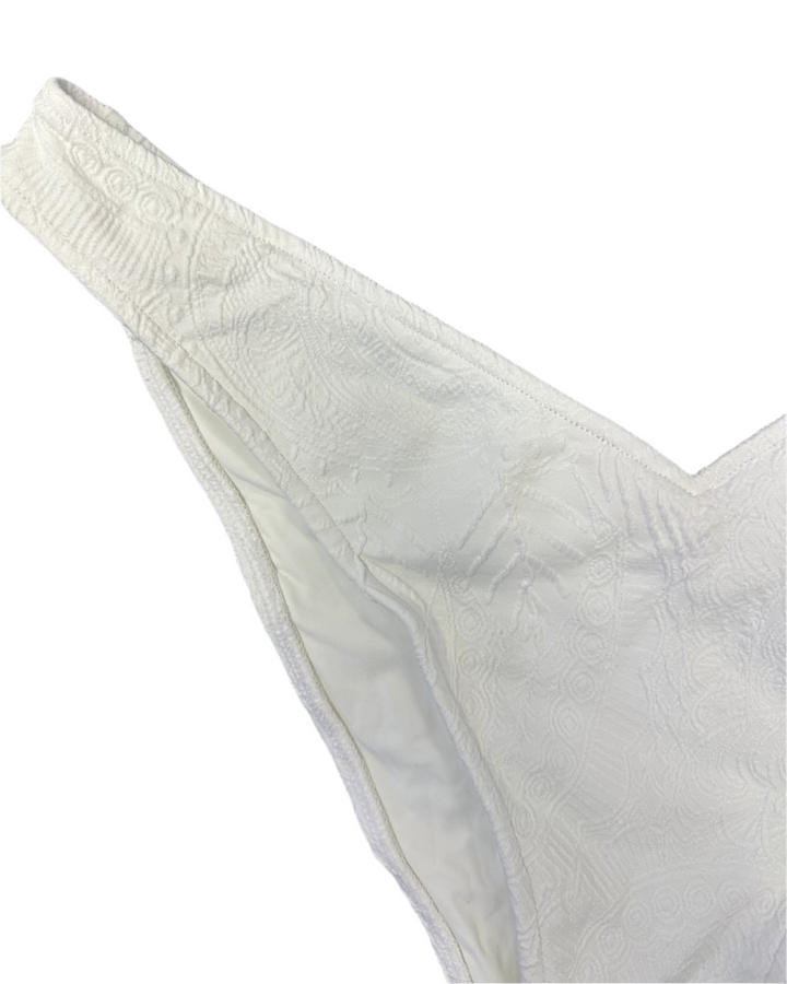 White Embossed High Cut And Cheeky Bikini Bottom - Extra Large and Extra Extra Large