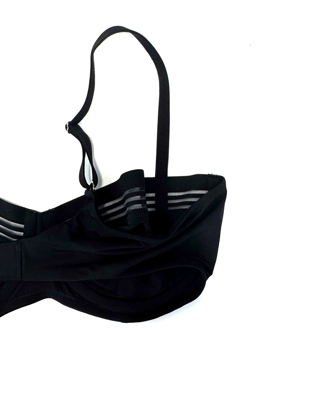 True Black Mesh Underwire Bra - 34C