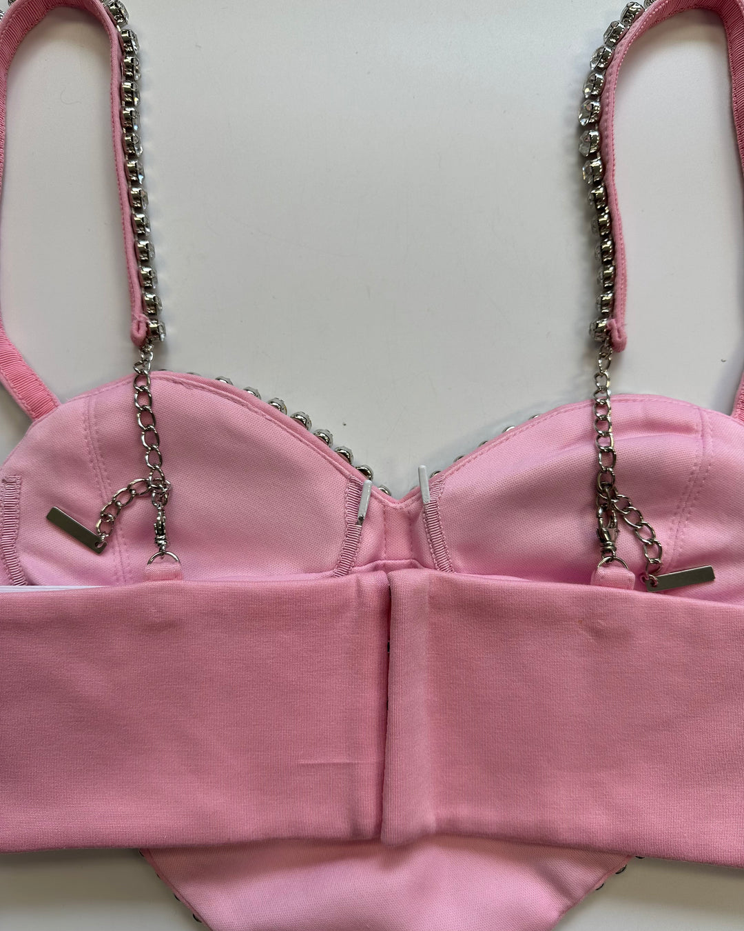 Pink Heart Gem Stone Crop Top - Extra Small